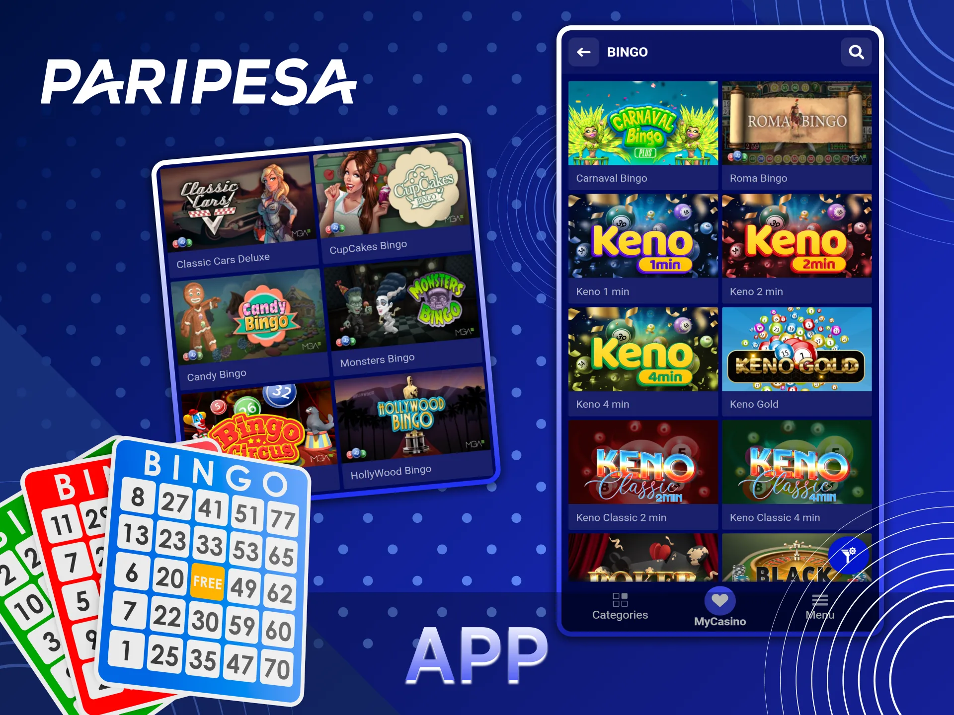 Download the Paripesa app and play Bingo on the go.