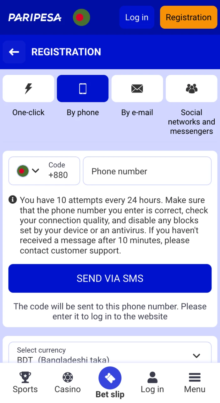 Provide your personal information to create Paripesa account.